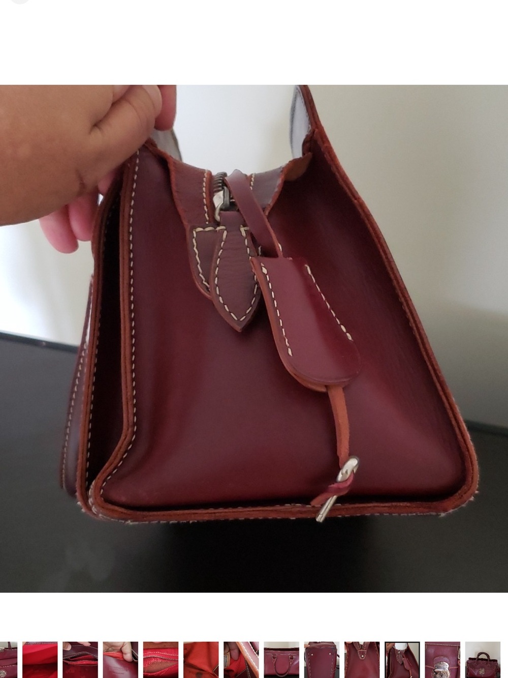 Dooney & Bourke Burgundy Leather Satchel with Brass Lock ALTO - Picture 11 of 12